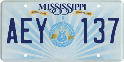 MS license plate AEY137