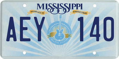 MS license plate AEY140