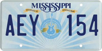 MS license plate AEY154