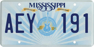 MS license plate AEY191