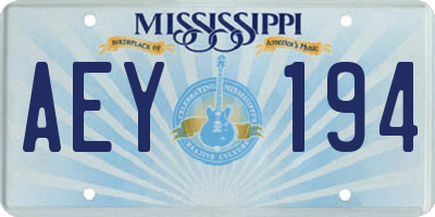MS license plate AEY194