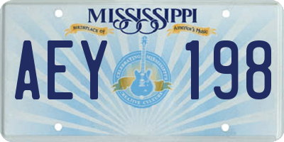 MS license plate AEY198