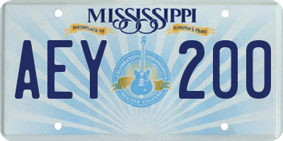 MS license plate AEY200