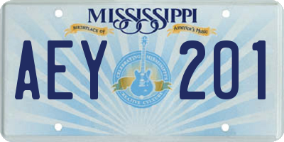 MS license plate AEY201