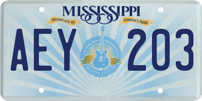 MS license plate AEY203