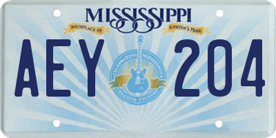 MS license plate AEY204