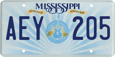 MS license plate AEY205