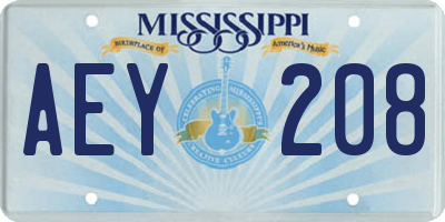 MS license plate AEY208