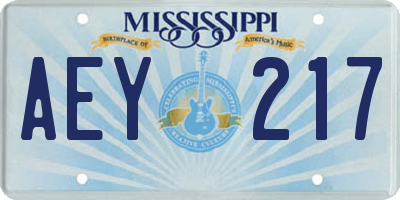 MS license plate AEY217