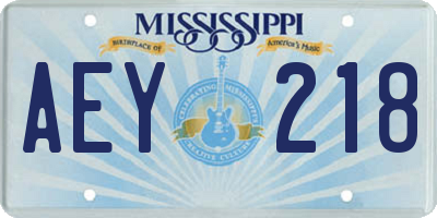 MS license plate AEY218