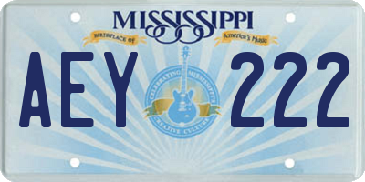 MS license plate AEY222
