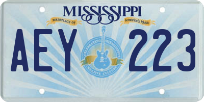 MS license plate AEY223