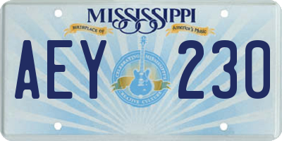 MS license plate AEY230