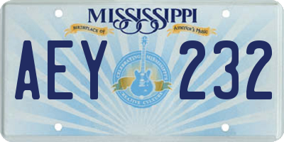 MS license plate AEY232