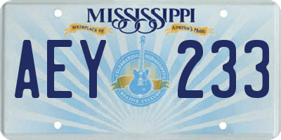 MS license plate AEY233