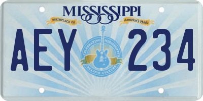 MS license plate AEY234