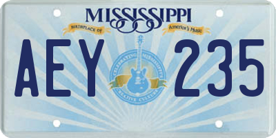 MS license plate AEY235