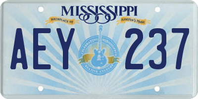 MS license plate AEY237