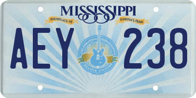 MS license plate AEY238