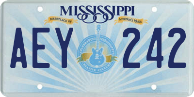 MS license plate AEY242