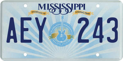 MS license plate AEY243