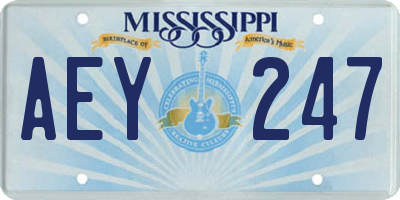 MS license plate AEY247