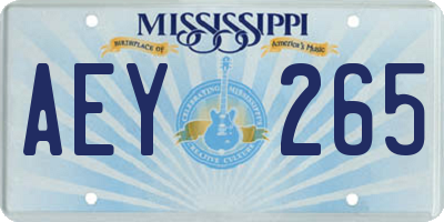 MS license plate AEY265