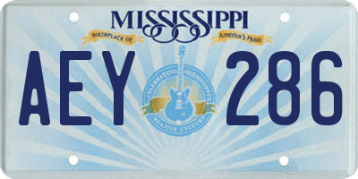 MS license plate AEY286