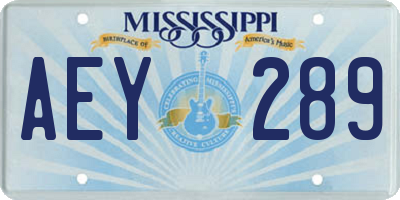 MS license plate AEY289