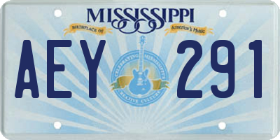 MS license plate AEY291