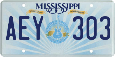 MS license plate AEY303