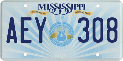 MS license plate AEY308