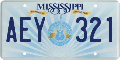 MS license plate AEY321