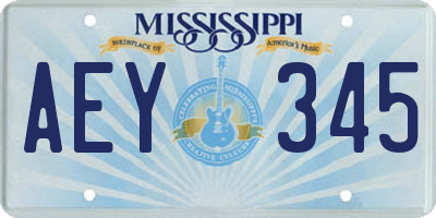 MS license plate AEY345