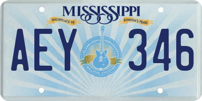 MS license plate AEY346