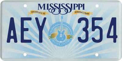 MS license plate AEY354