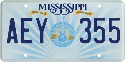 MS license plate AEY355