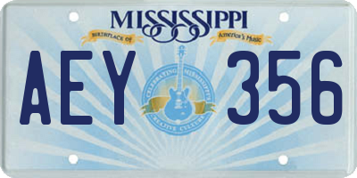 MS license plate AEY356