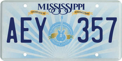 MS license plate AEY357