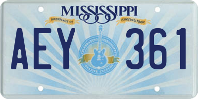 MS license plate AEY361