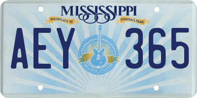 MS license plate AEY365