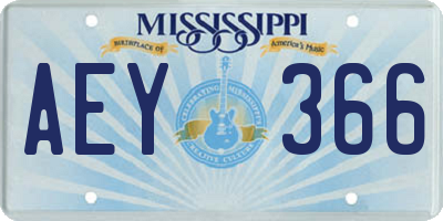 MS license plate AEY366