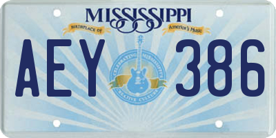 MS license plate AEY386