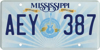 MS license plate AEY387