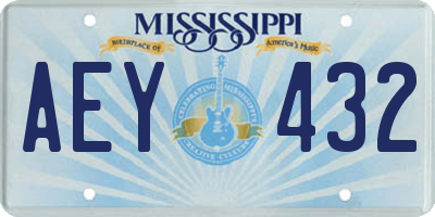 MS license plate AEY432