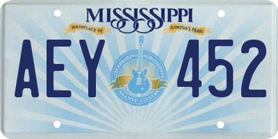 MS license plate AEY452