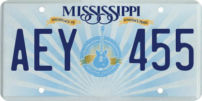 MS license plate AEY455