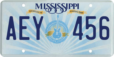 MS license plate AEY456
