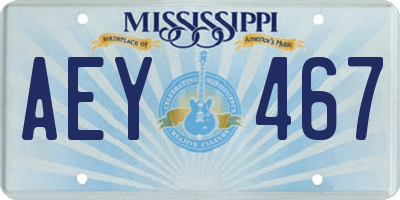 MS license plate AEY467