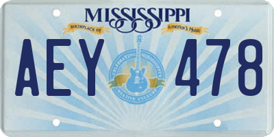 MS license plate AEY478